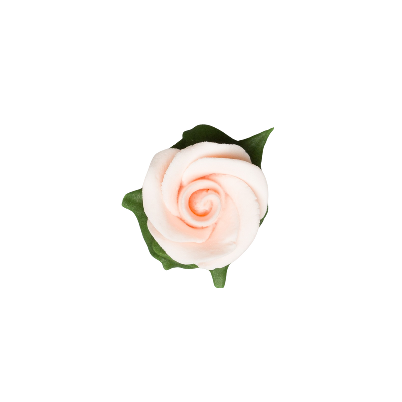 1" Rose w/ Icing Leaves -  Peach