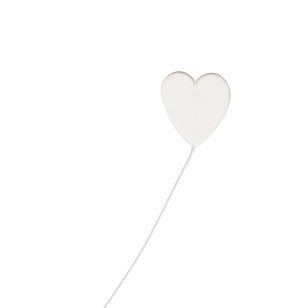 1-1/8" Hearts on Wire - Medium - White