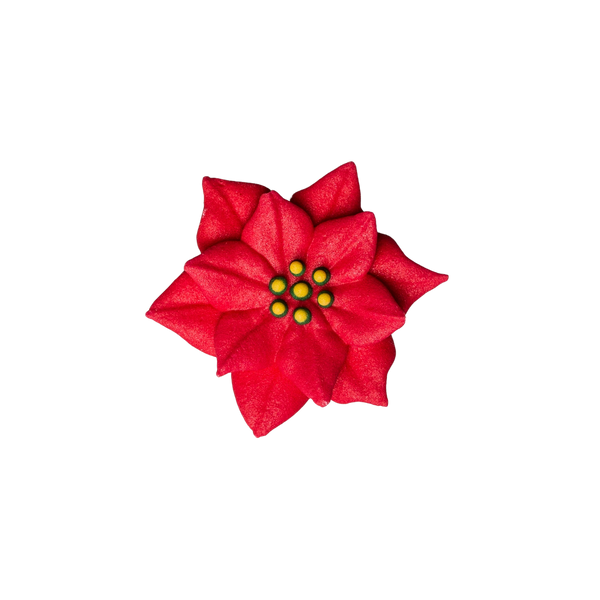 1.75" Royal Icing Poinsettia - Medium - Red