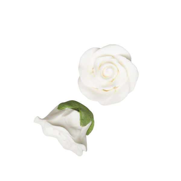 1-1/8" Rose w/calyx -  Petite -  White
