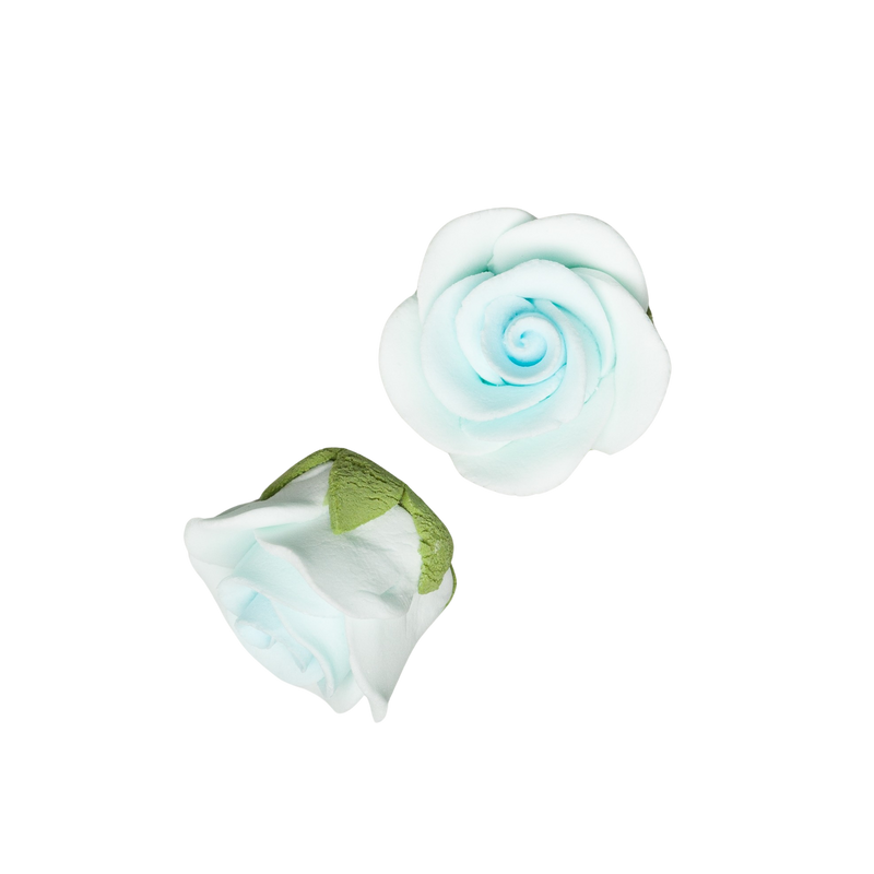 1-1/8" Rose w/ Calyx - Petite - Pastel Blue