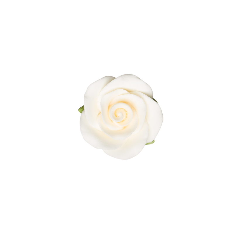 1.25" Rose w/ Calyx - Small - Ivory