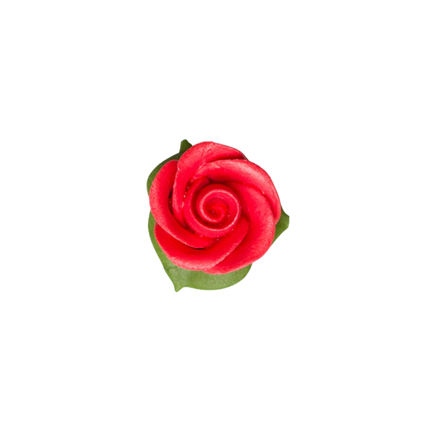 1" Rose w/ Icing Leaves -  Red