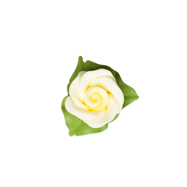 1" Rose w/ Icing Leaves -  Yellow