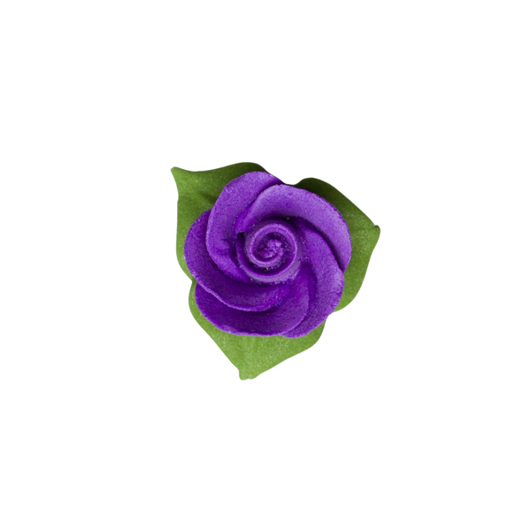 1" Rose w/ Icing Leaves -  Purple