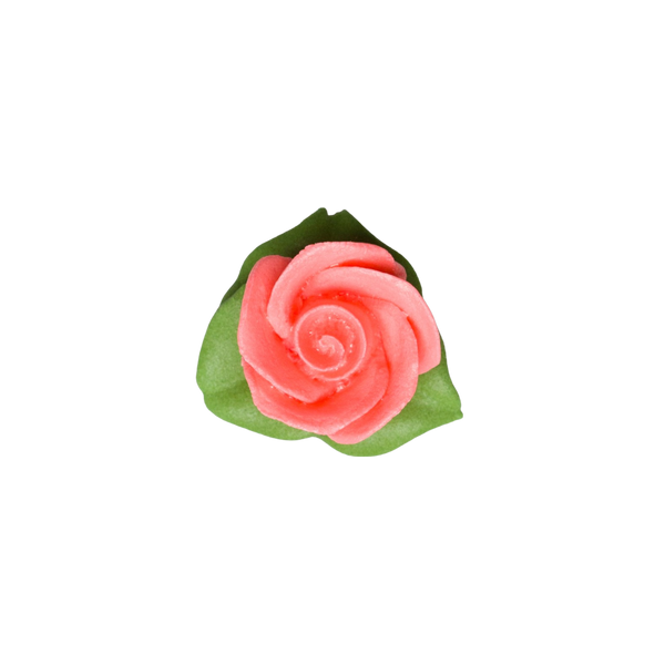 Rosa de 1" con hojas de glaseado - Coral