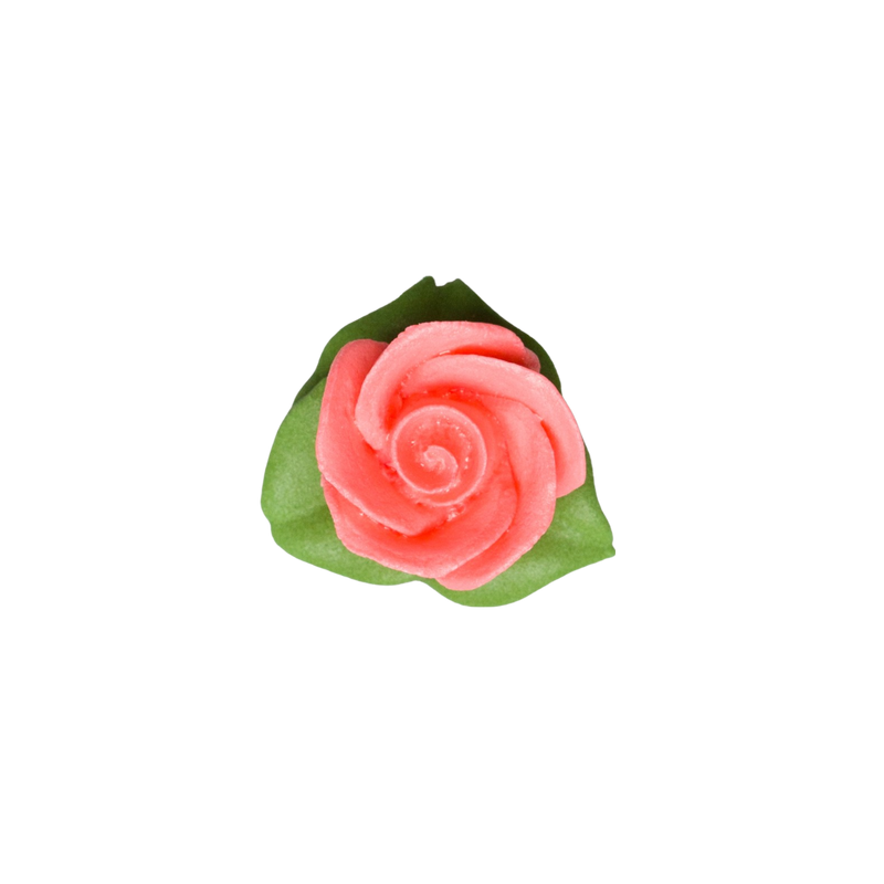 1" Rose w/ Icing Leaves - Coral