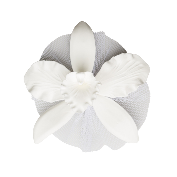 5.5" Cattleya Orchid - XL - White w/Tulle