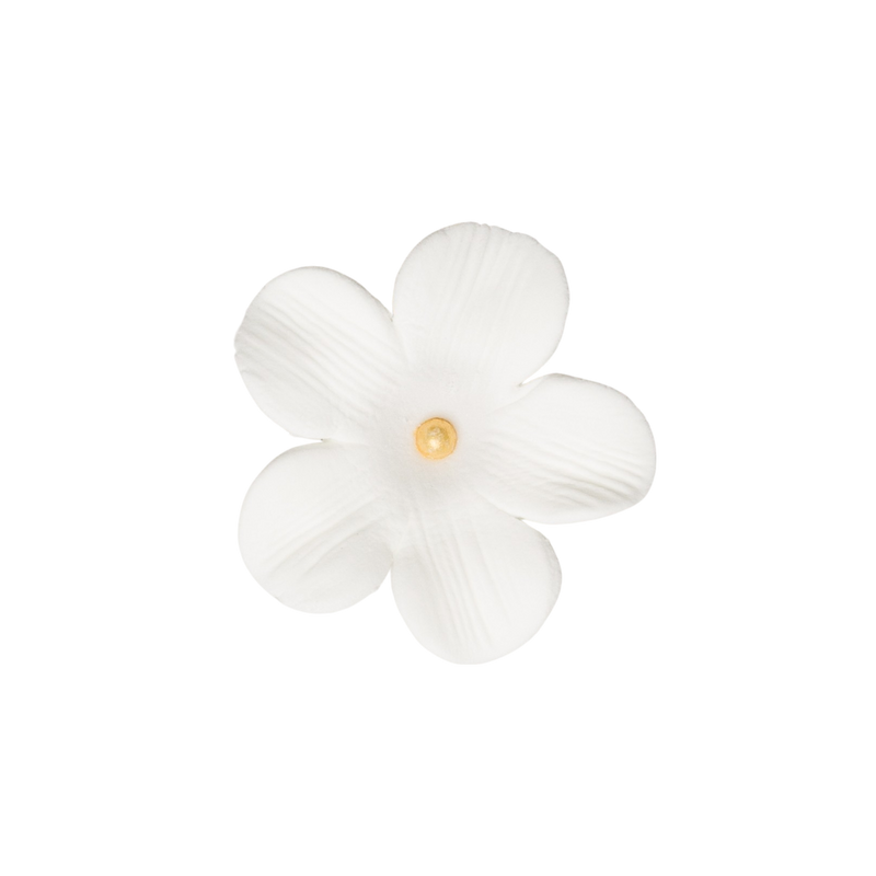 Flor encantadora de 1,5" - Blanco con gragea dorada