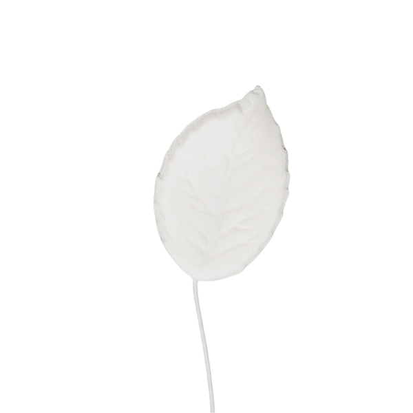 Hojas de rosas de 1.25" - Pequeñas - Blancas con alambre
