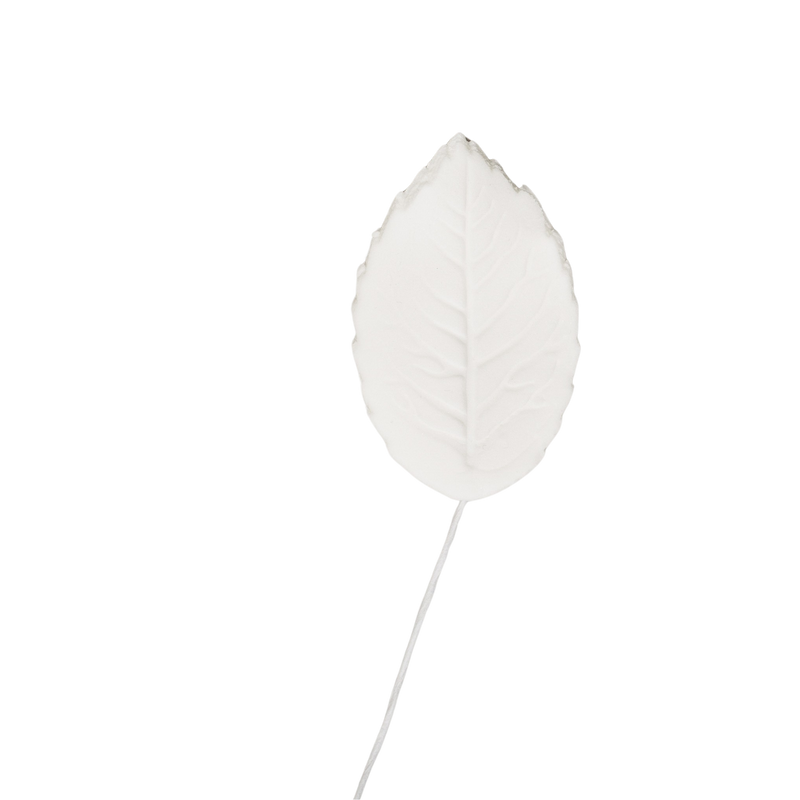 Hojas de rosas de 1.75" - Medianas - Blancas con alambre