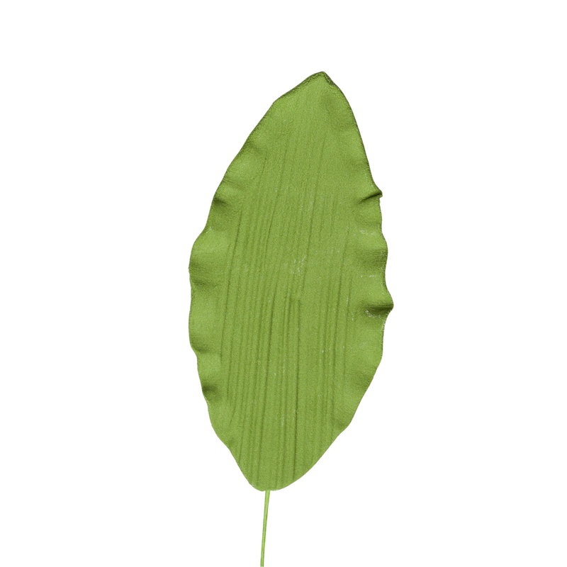 3.5" Orchid Leaves - Large - Green w/ Wire