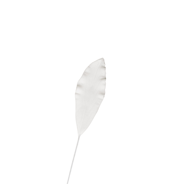 Hojas de lirio de 2,5" - Pequeñas - Blancas con alambre