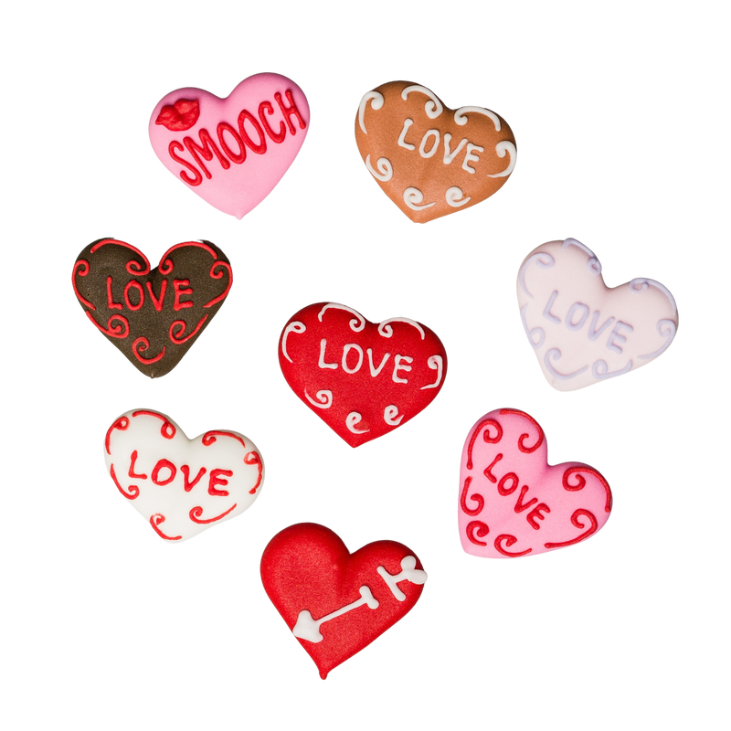 1.5" Royal Icing Valentine Hearts - Assorted
