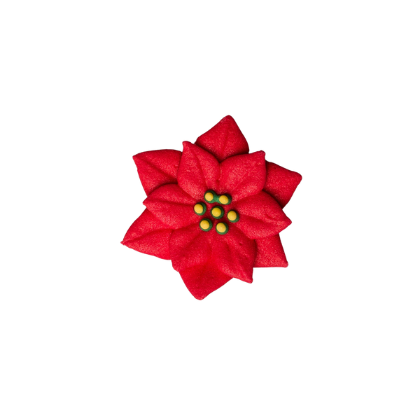 1.5" Royal Icing Poinsettia - Mediano - Rojo