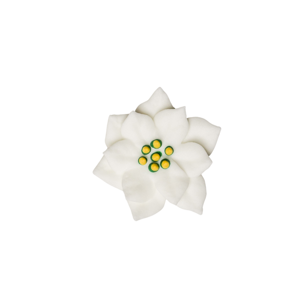 1.5" Royal Icing Poinsettia - Mediano - Blanco