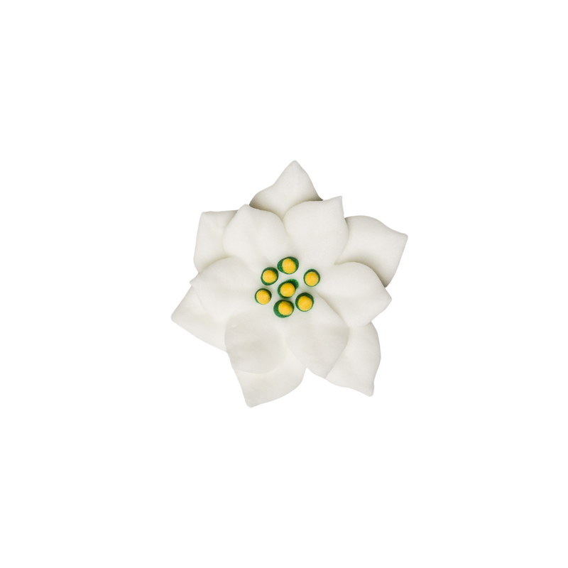 1.5" Royal Icing Poinsettia - Medium - White