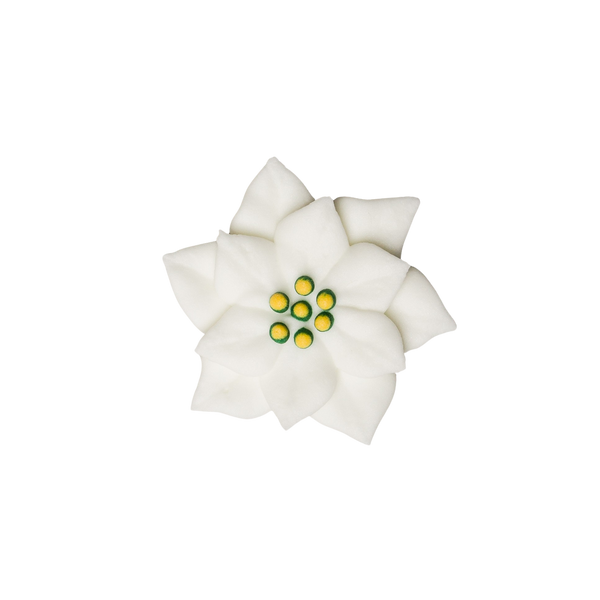 1.75" Royal Icing Poinsettia - Grande - Blanco