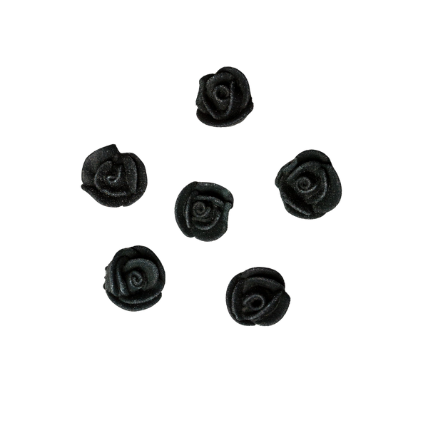 1/2" Mini Classic Royal Icing Rose - Black