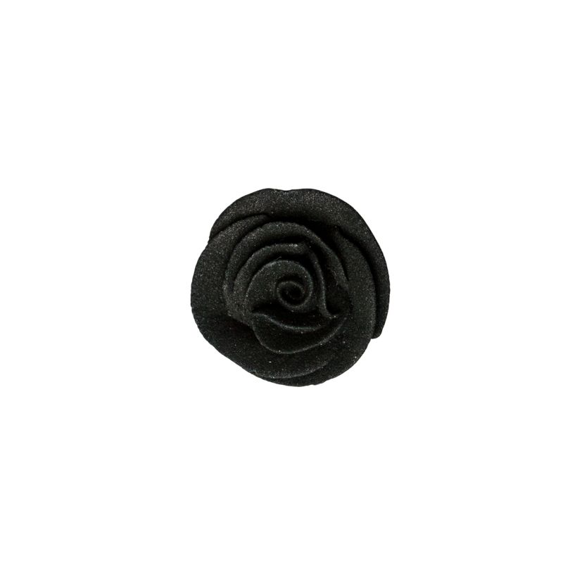 1" Small Classic Royal Icing Rose - Black