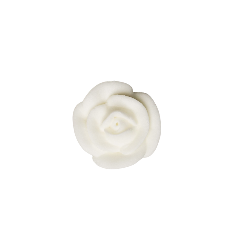 1" Small Classic Royal Icing Rose - White