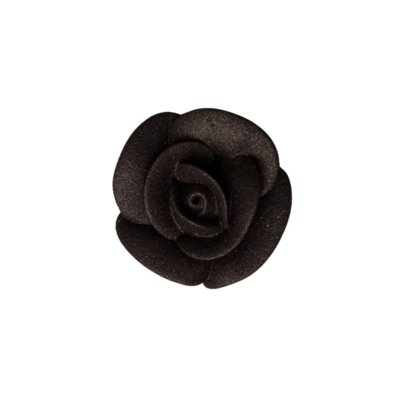 Rosa Royal Icing Clásica Mediana de 1.25" - Negro