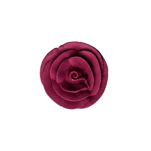 1.25" Medium Classic Royal Icing Rose - Burgundy