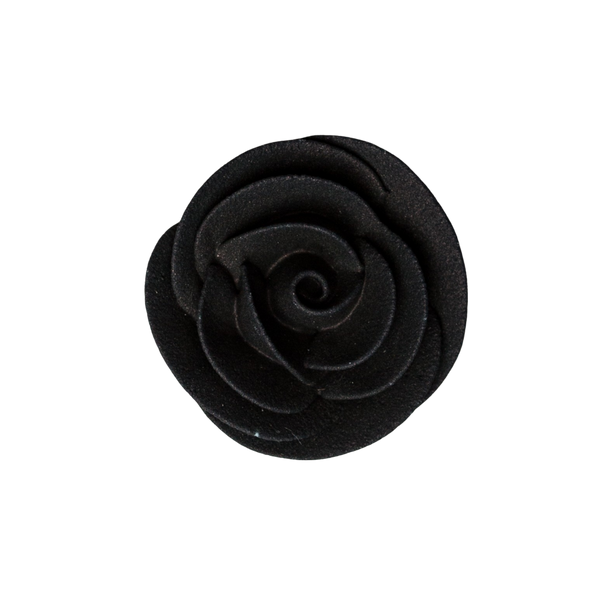 Rosa clásica grande con glaseado real de 1,5" - Negro