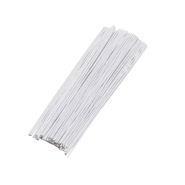Wire Stem 30 gauge White Cloth Wrapped 6" (100 pieces)