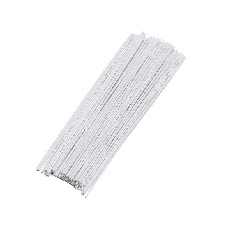 Wire Stem 30 gauge White Cloth Wrapped 6" (100 pieces)