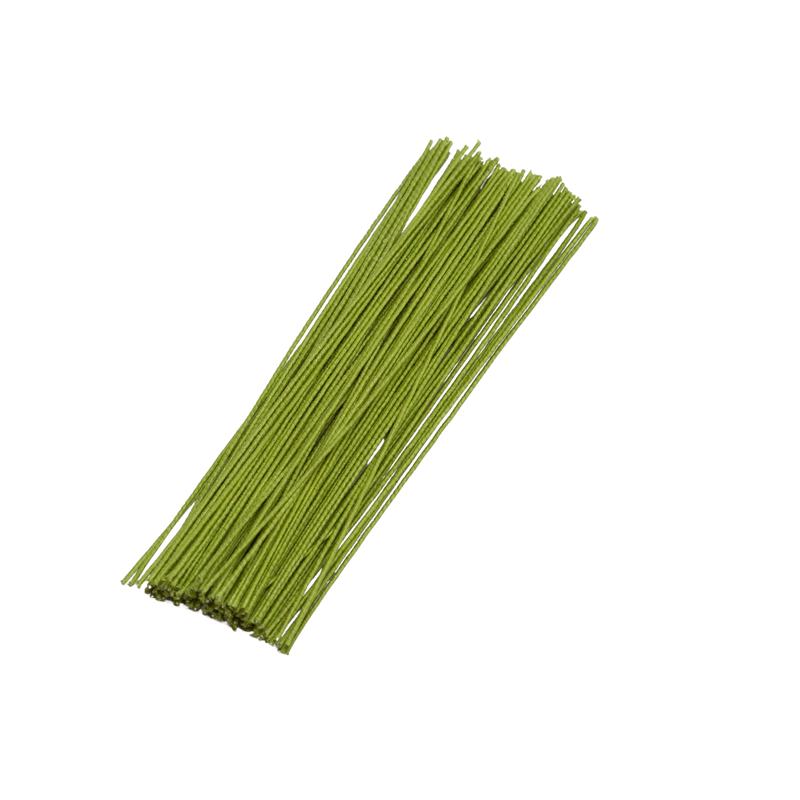 Wire Stem 22 gauge (Green) & 22 gauge (White) Cloth Wrapped 6" (100 pieces)