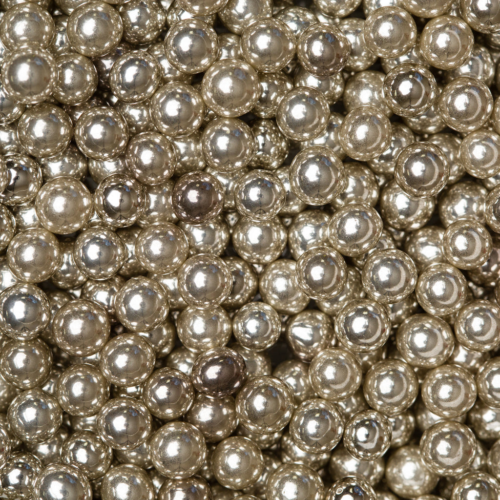 Metallic Silver Golden Tint 6mm Edible Sugar Pearls/ Dragée Balls - 50g