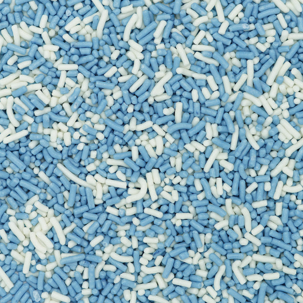 Chispitas de color azul claro y blanco (Jimmies)
