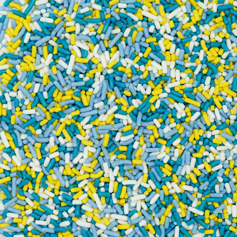 Teal-Light Blue-Yellow-White Sprinkles (Jimmies)