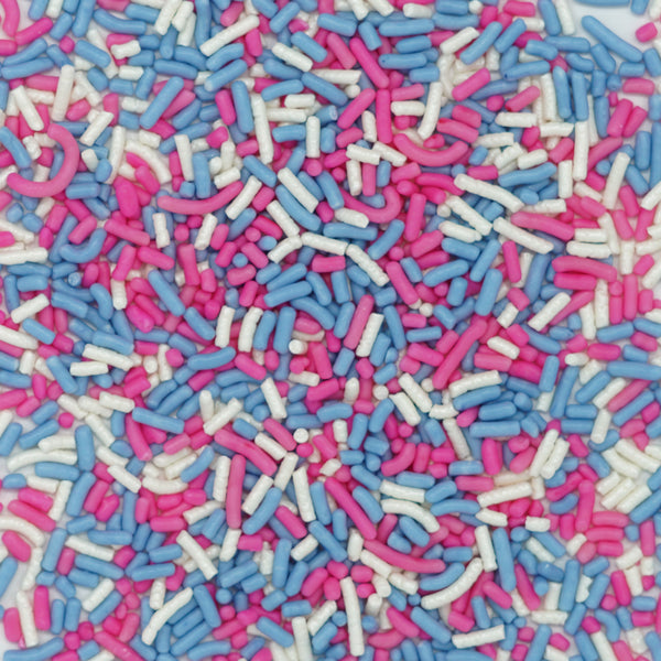 Sprinkles rosa-blanco-azul claro (Jimmies)