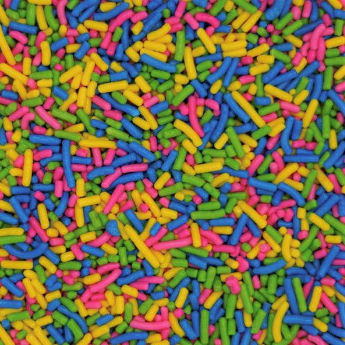 Sprinkles rosa-amarillo-verde lima-azul (Jimmies)