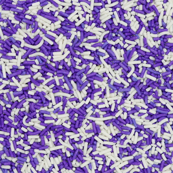 Chispitas de color púrpura y blanco (Jimmies)