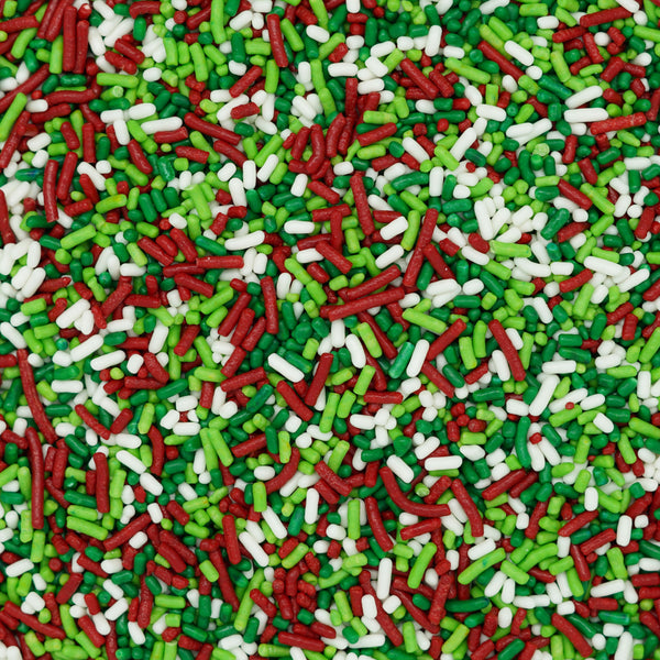 Sprinkles rojo-blanco-verde-verde lima (Jimmies)