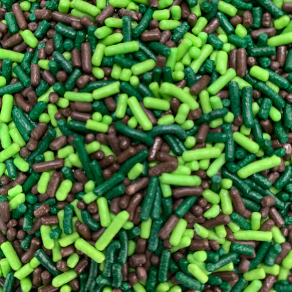 DkGreen-Green-LimeGreen-Brown Sprinkles (Jimmies)