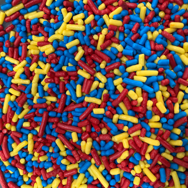 Sprinkles rojo-amarillo-azul (Jimmies)