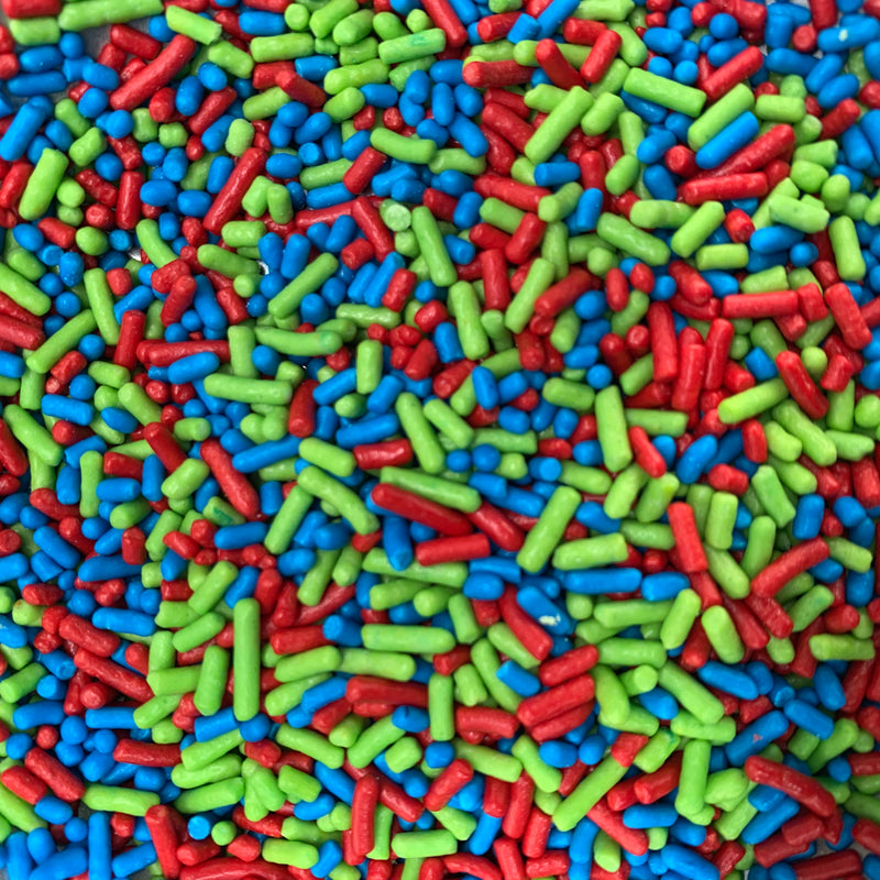 Sprinkles rojo-verde-lima-azul (Jimmies)