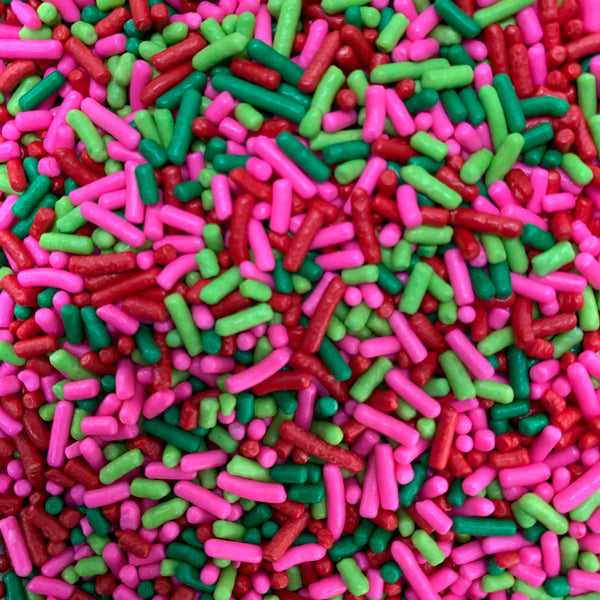 Sprinkles rojo-rosa-verde-lima-verde (Jimmies)