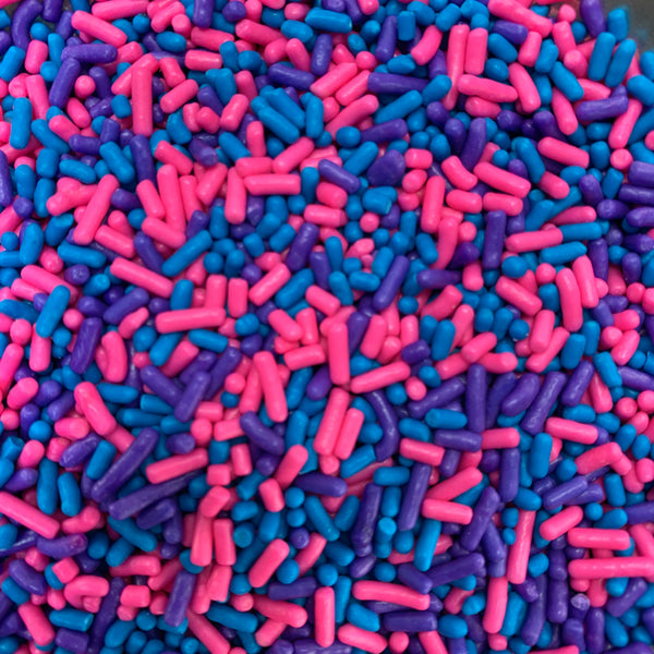 Sprinkles rosa-azul-púrpura (Jimmies)