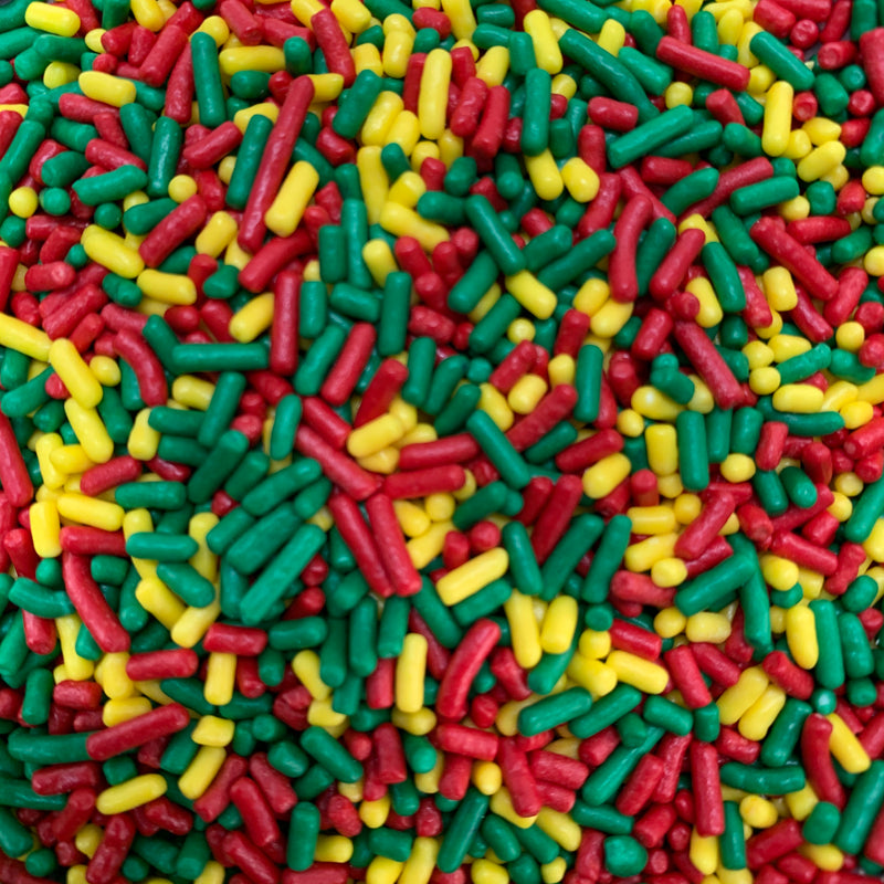 Sprinkles rojo-amarillo-verde (Jimmies)