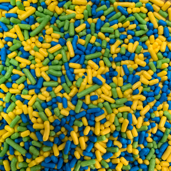 Sprinkles amarillo-verde-lima-azul (Jimmies)